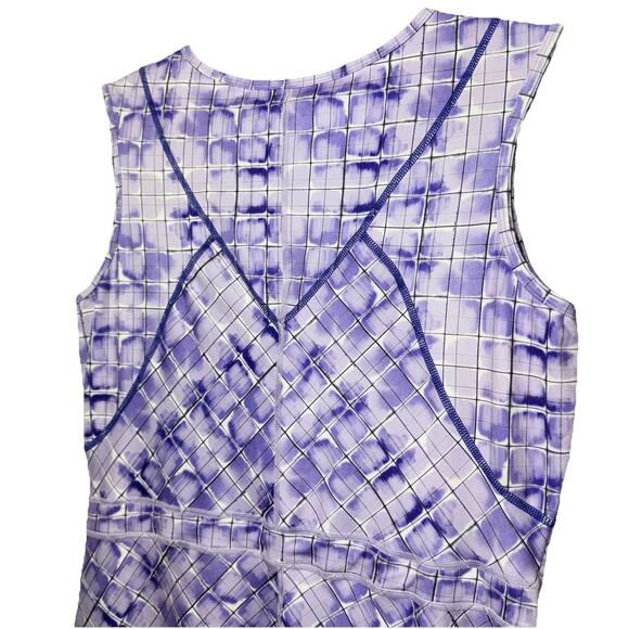 Title Nine Dream Dress XL Purple Panel Watercolor Pattern Cap Sleeve Scoop Neck - Picture 4 of 8